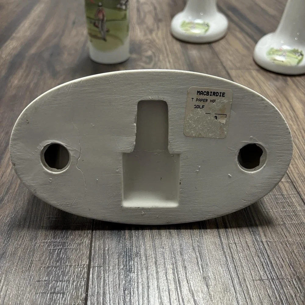 Macbirdie Ceramic Golf Themed Bathroom 4 Piece Set Vintage Soap Bottle Towel Bar